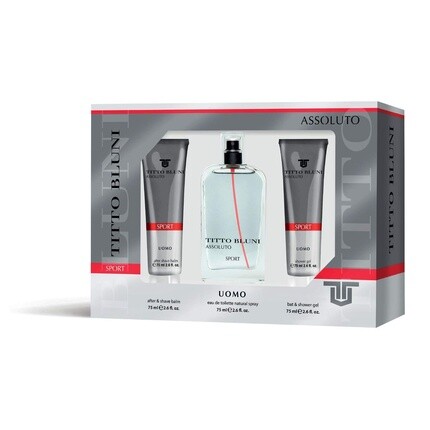 Titto Bluni Assoluto Sport Uomo Gift Set For Men Eau De Toilette 75ml After-Shave 75ml Shower Gel 75ml Spicy Citrus Scent Fresh Long-Lasting Fragrance — фото 3
