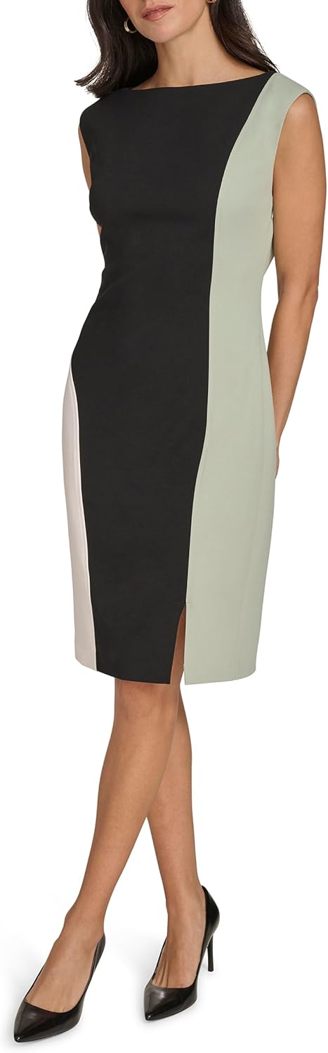 

Женское платье-футляр Calvin Klein Scuba Crepe Color Block с короткими рукавами, Black/Jadeite/Cream