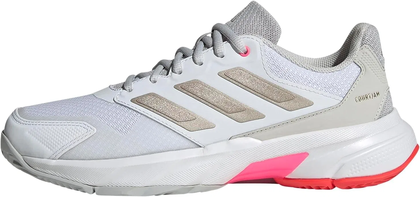 Кроссовки теннисные Adidas CourtJam Control 3, White/Iron Metallic/Lucid Red