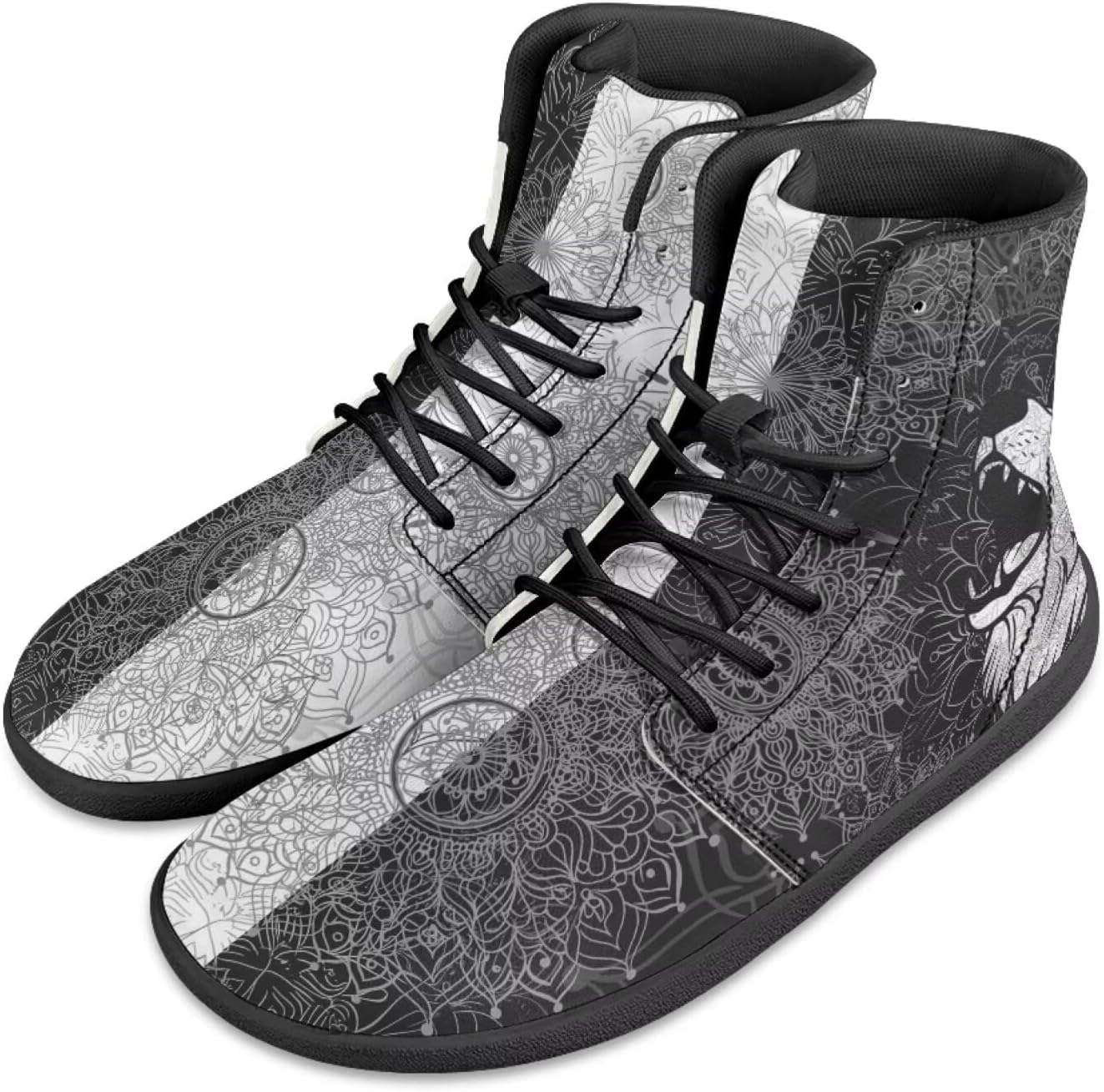 

Мужские кроссовки Barefoot Shoes с принтом Datura Animals: высокие, с широким носком, на шнуровке, с нескользящей подошвой, для тренировок и бега Xixirimido, Datura Wolf