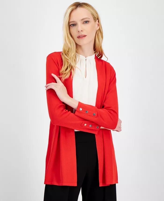 

Женский кардиган Carmel с открытым передом и манжетами на пуговицах Anne Klein, красный