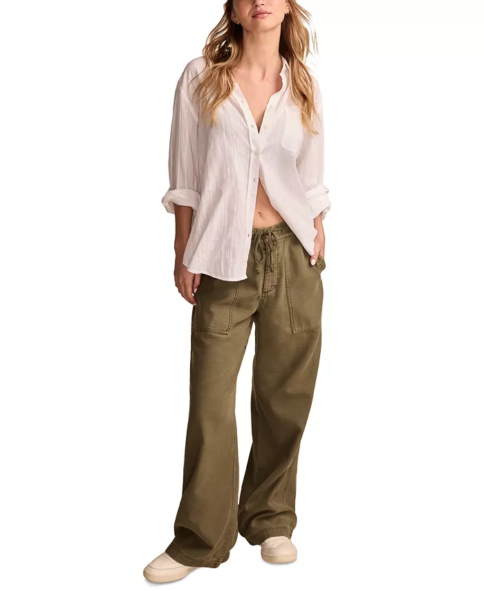 

Женские хлопковые свободные брюки-клеш утилитарного кроя Lucky Brand, зеленый