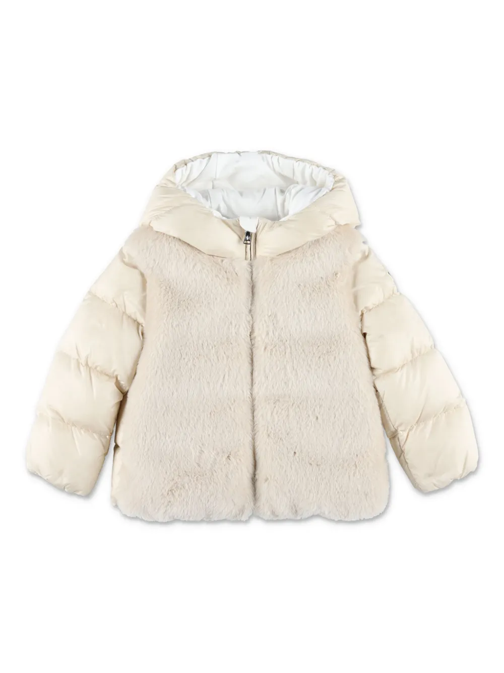 

Пуховик с нашивкой-логотипом Moncler Enfant, нейтральный