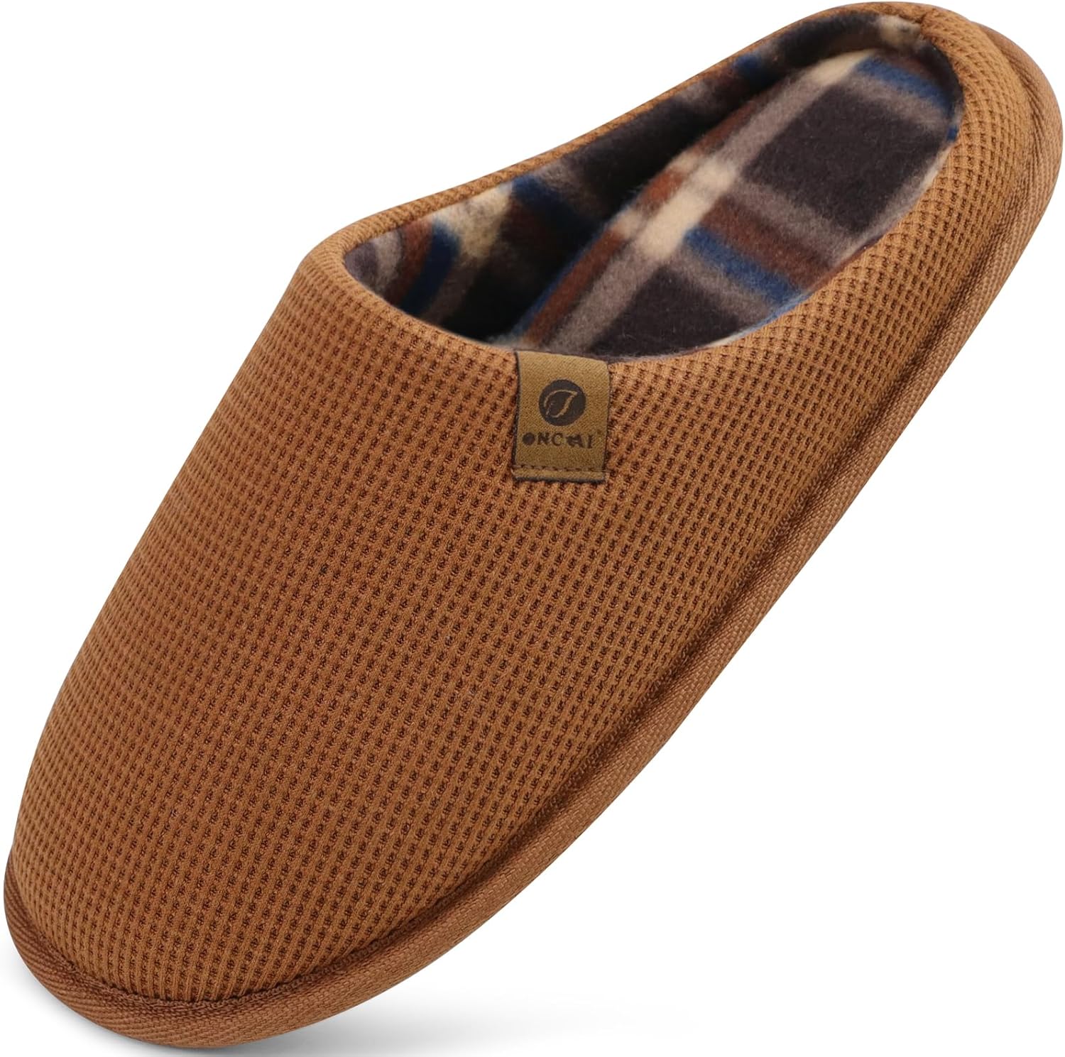 

Мужские домашние тапочки ONCAI, с амортизирующей мемори-пеной, флисовой подошвой, с искусственным мехом и резиновой подошвой для дома и улицы, размеры США 7-15, хаки