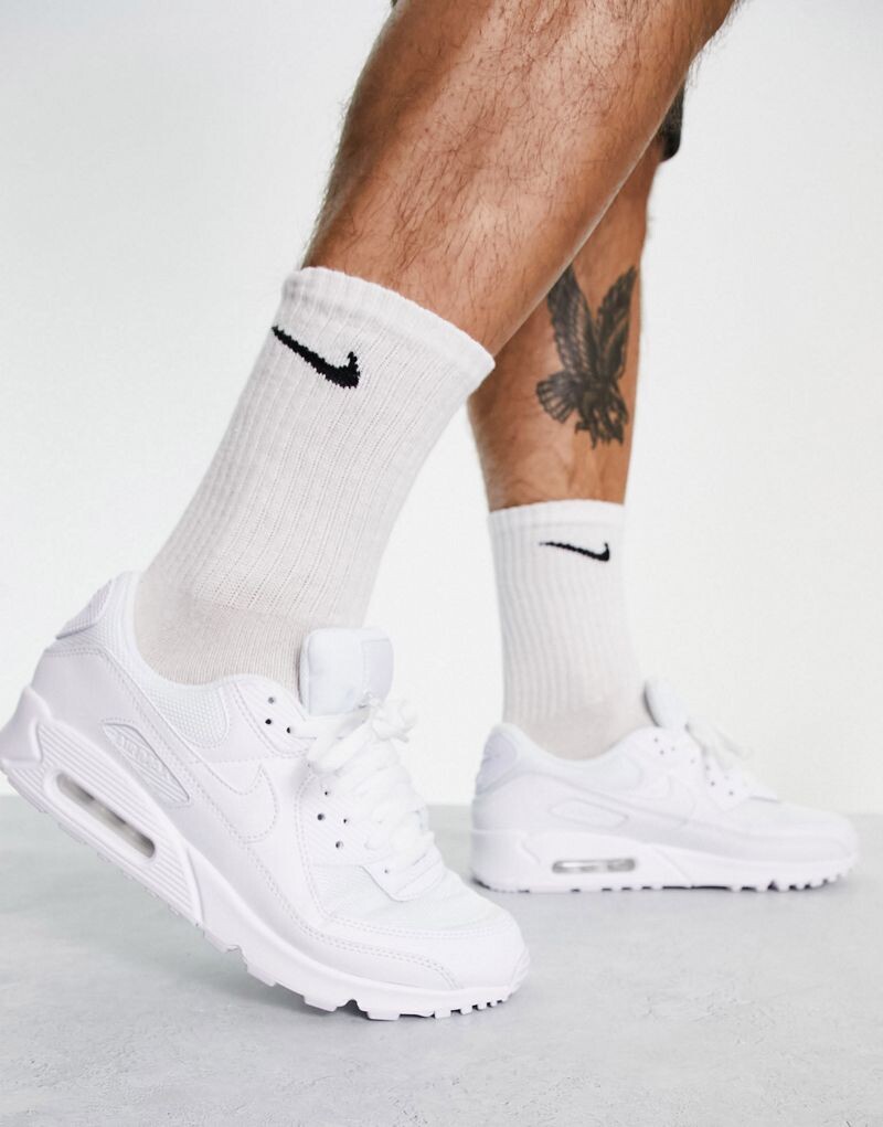 

Тройные белые кроссовки Nike Air Max 90, Белый, Тройные белые кроссовки Nike Air Max 90