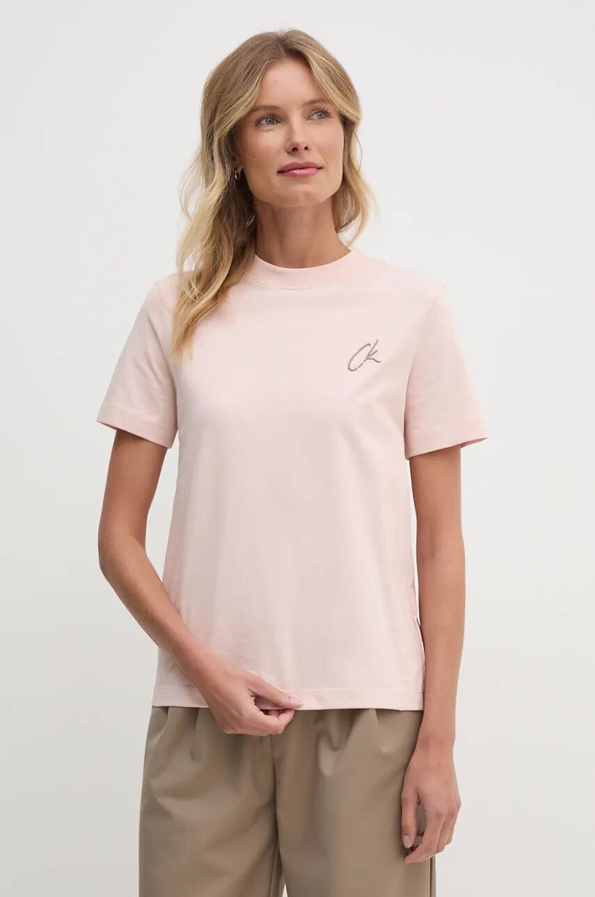 

Хлопковая футболка Calvin Klein Jeans, розовый