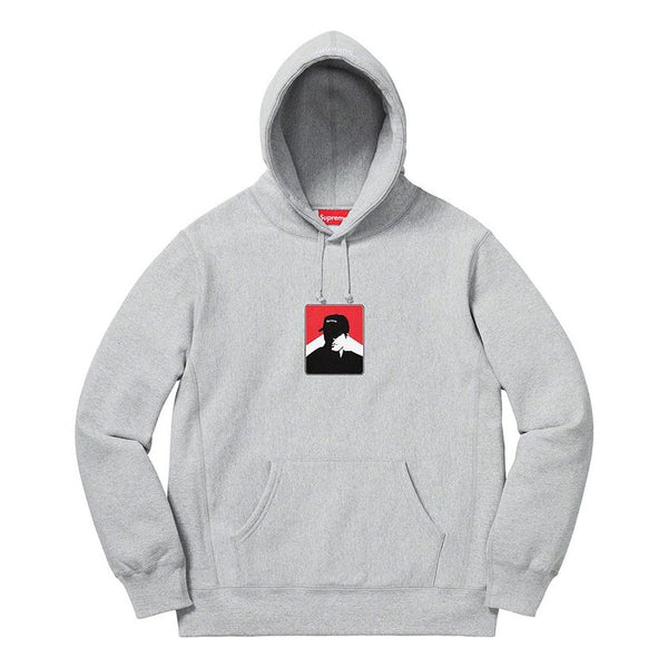 

Толстовка portrait hoodie 'grey red black' Supreme, серый