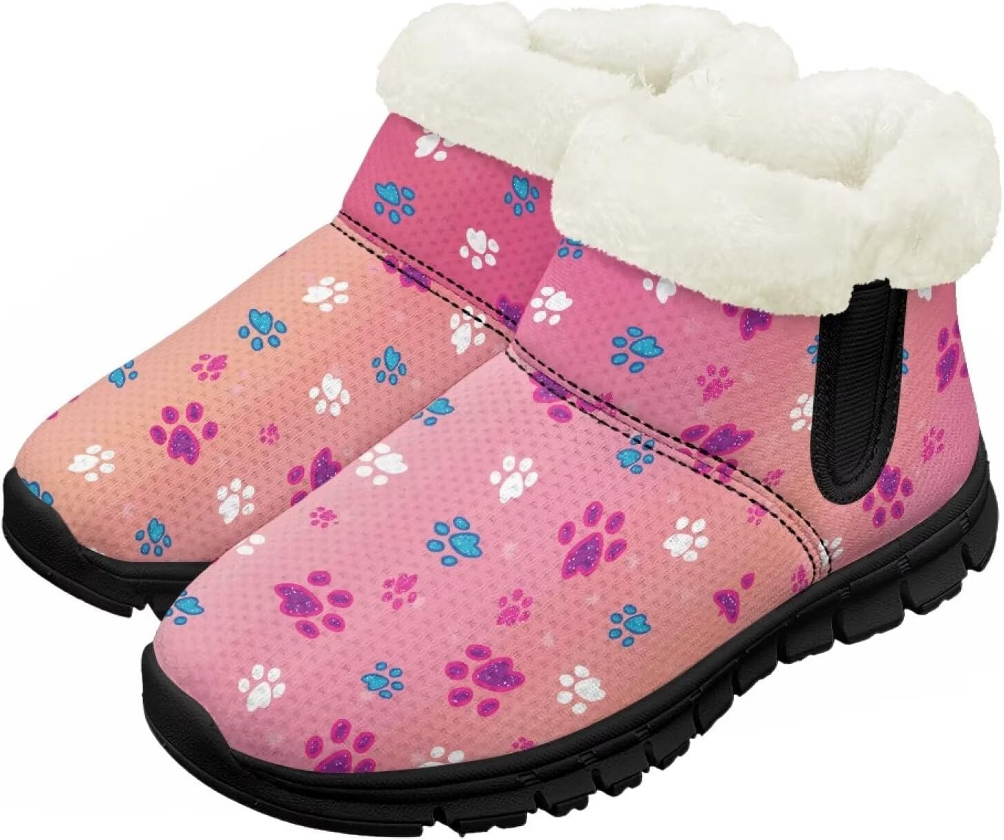 

Детские водонепроницаемые зимние ботинки для снега - теплые, с меховой подкладкой для мальчиков и девочек (малыши/маленькие дети/старшие дети), черная подошва Pzuqiu, Dog Paws