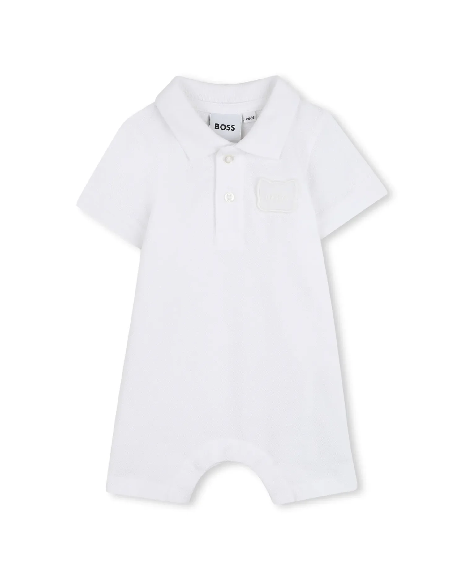 Комбинезон для мальчика с короткими рукавами, однотонный, хлопковый BOSS Kidswear, белый