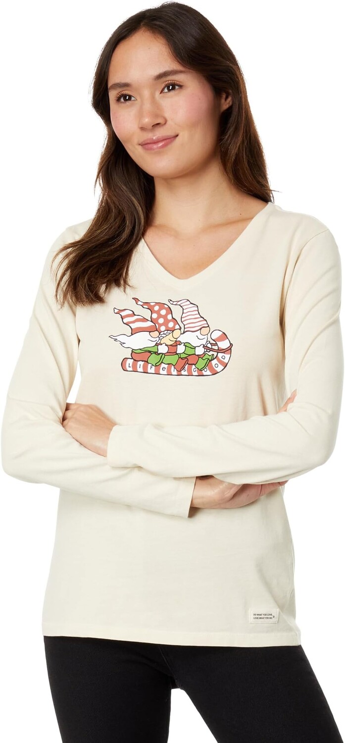 

Пуловер Life is Good Gnome Toboggan Ride Long Sleeve CrusherVee, цвет Putty White