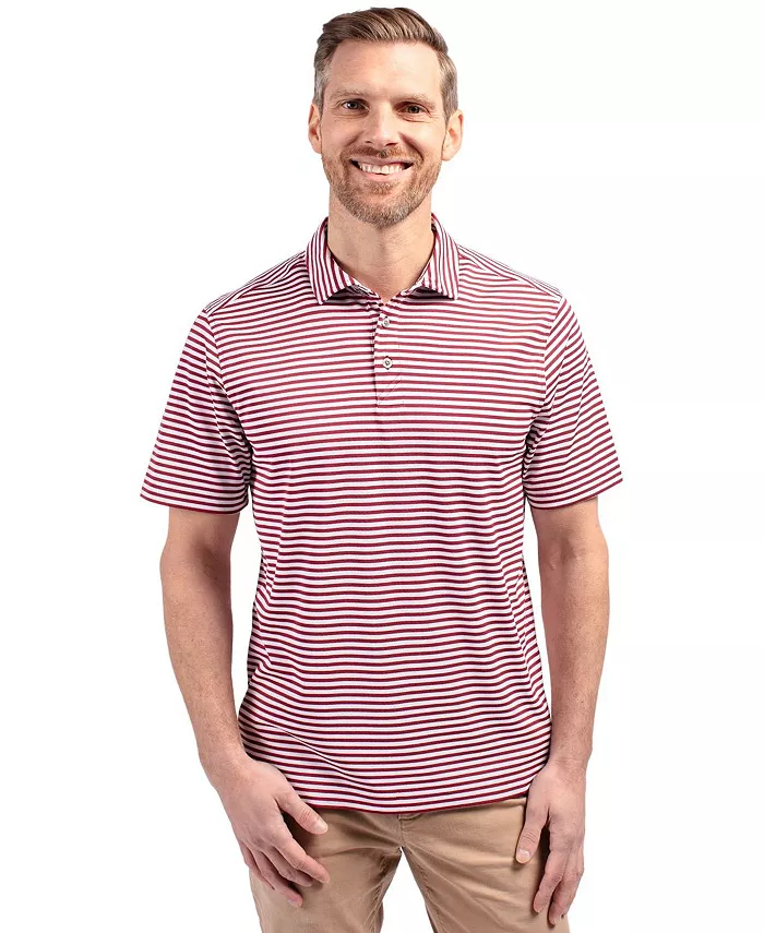 

Мужская поло Virtue Eco Pique Stripe из переработанного материала Cutter & Buck, красный