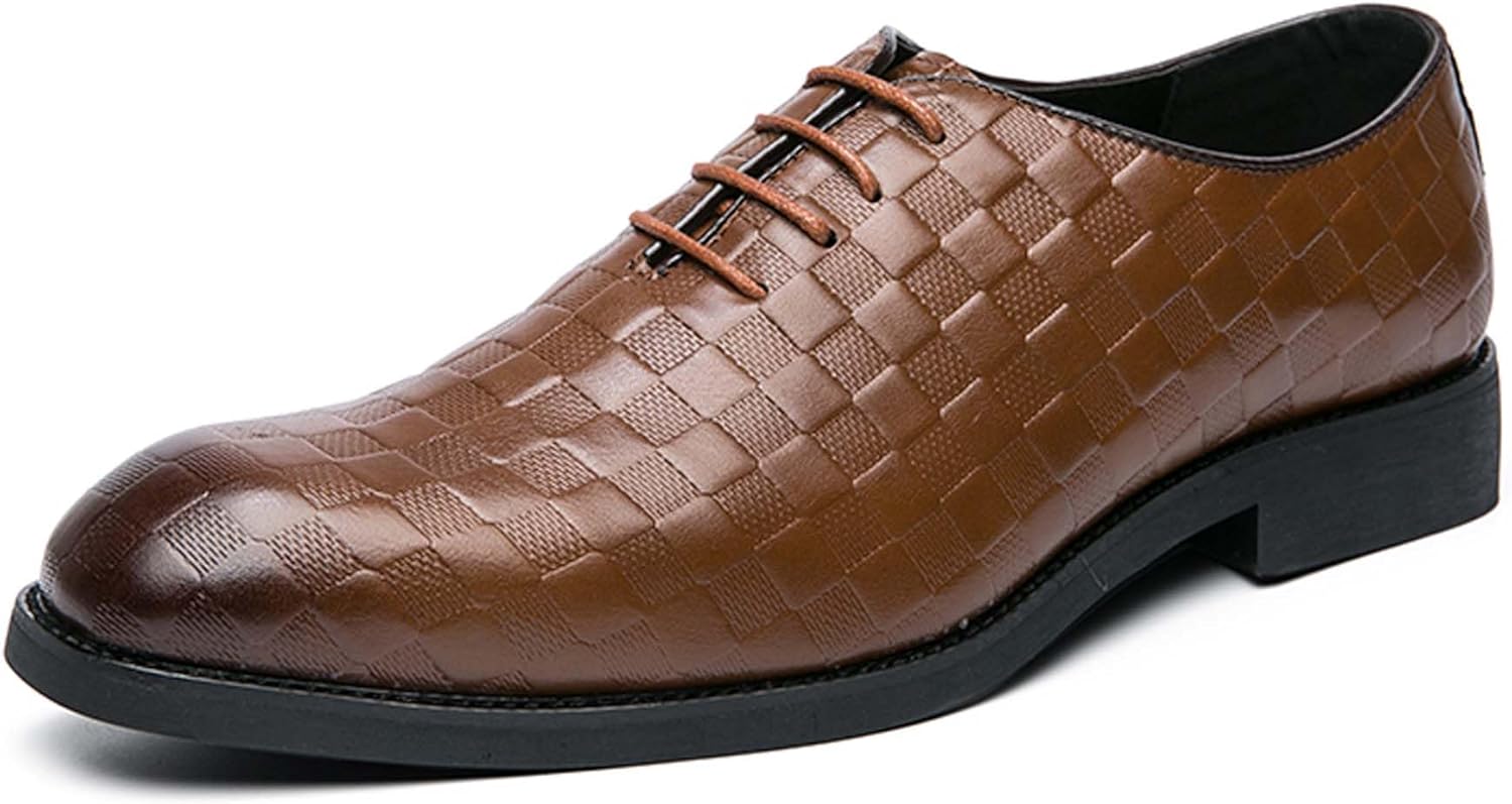 

Мужские оксфорды модные с заостренным носком для бизнеса, офиса, формальной одежды, повседневной, униформы, костюма, танцев, вечеринок, свадеб, смокинга. Кожаные туфли с противоскользящей подошвой, удобные Generic, коричневый