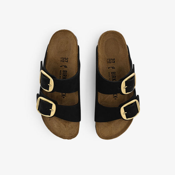 Сандалии Birkenstock Arizona из нубука с двумя ремешками, черный — фото 2