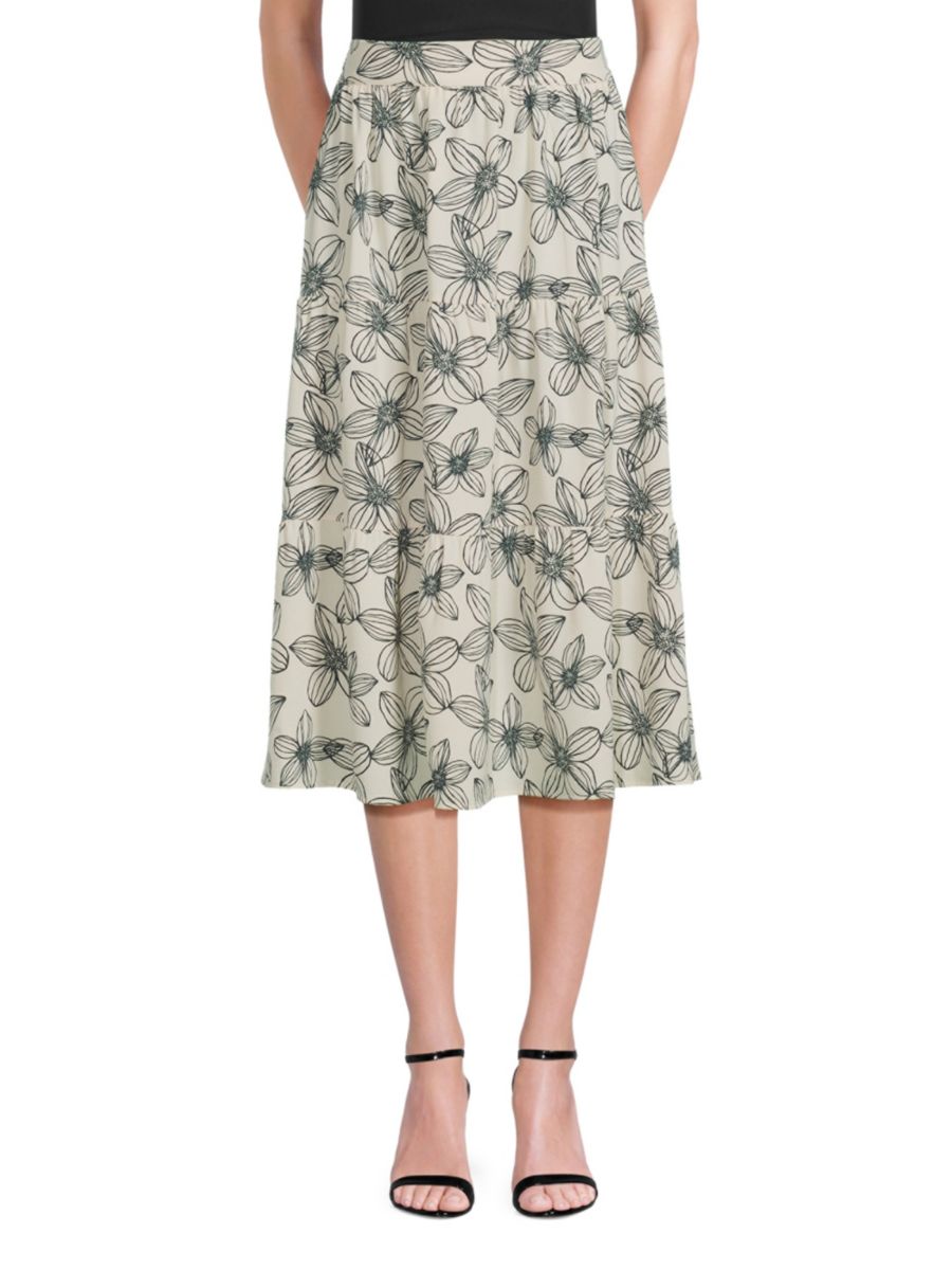 

Однотонная многоярусная юбка миди Renee C., цвет Ivory Navy