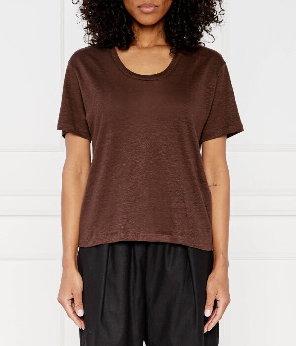 

Футболка льняная Samsøe Samsøe Sakayla Regular Fit, коричневый