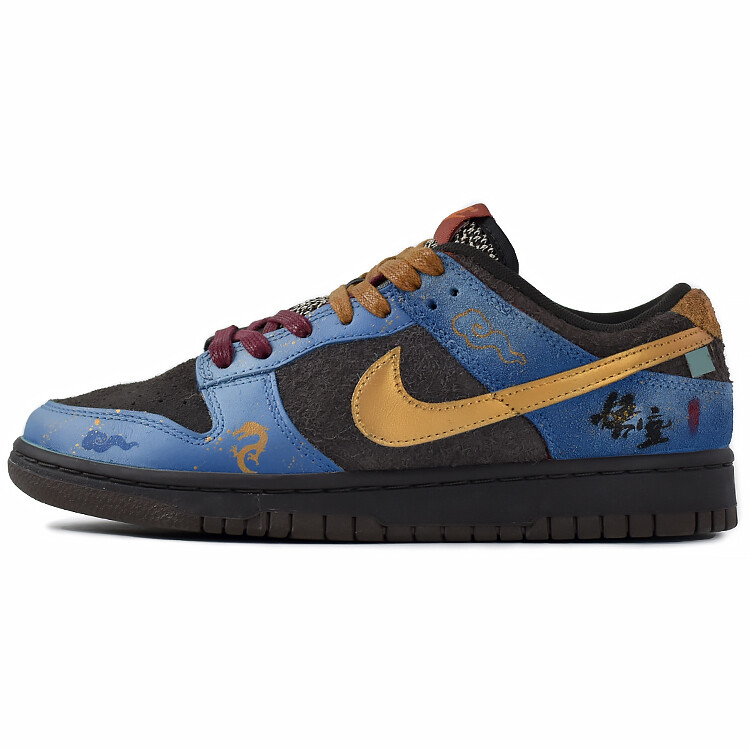 

Кеды Nike Dunk Skateboard Unisex Low-Top, синий/коричневый/золотой
