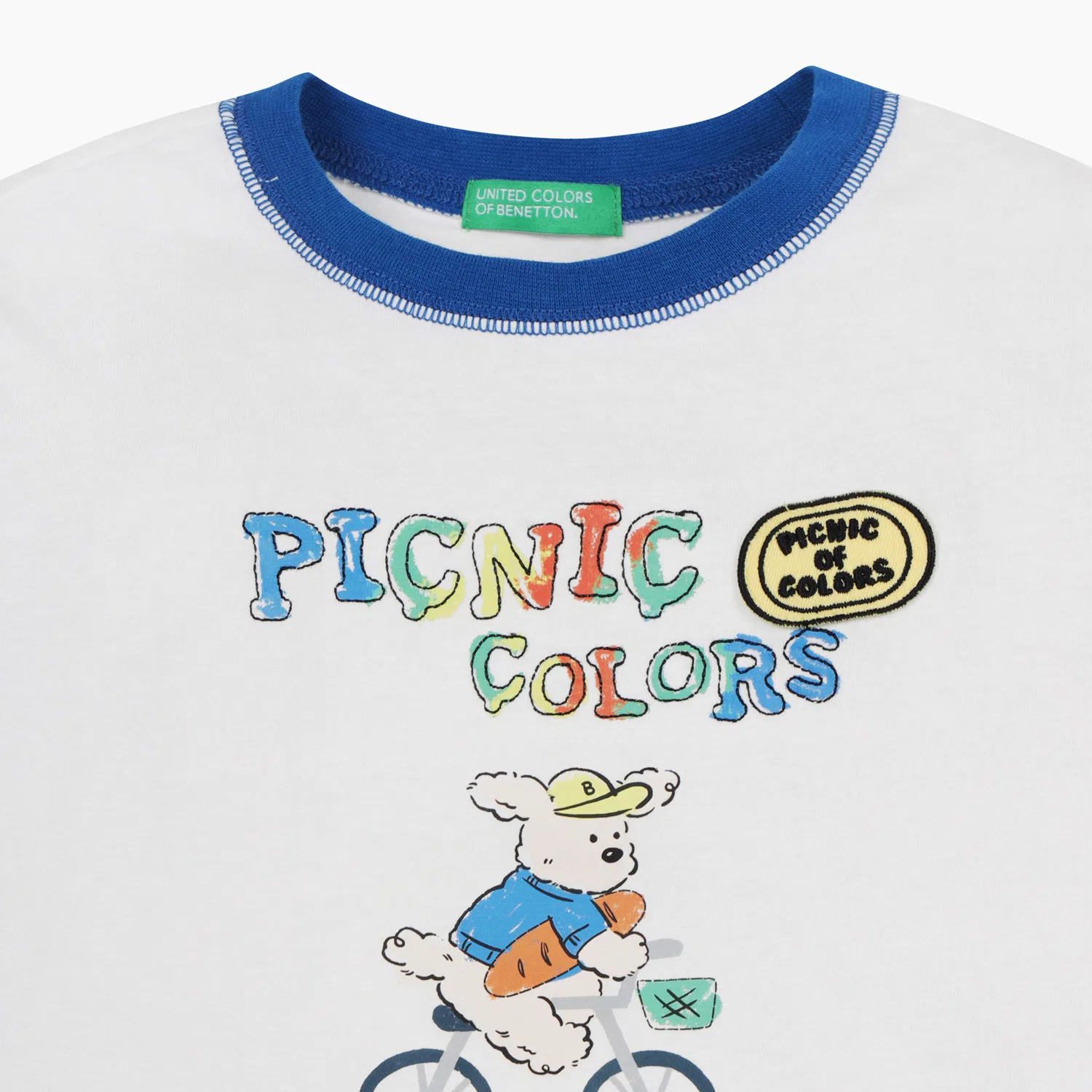 Детская футболка с принтом щенка айвори от Benetton Kids — фото 3