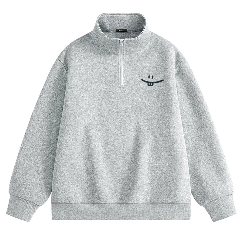 Детский свитшот утепленный с воротником-стойкой MINISO, Heather Gray