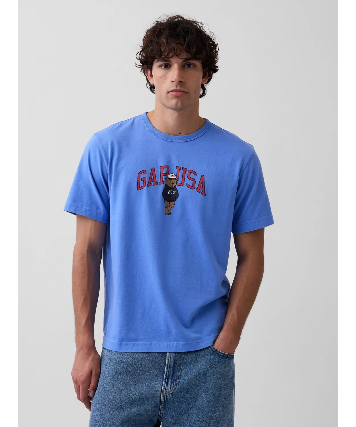 Мужская футболка с принтом Relaxed Fit GAP Sky Blue