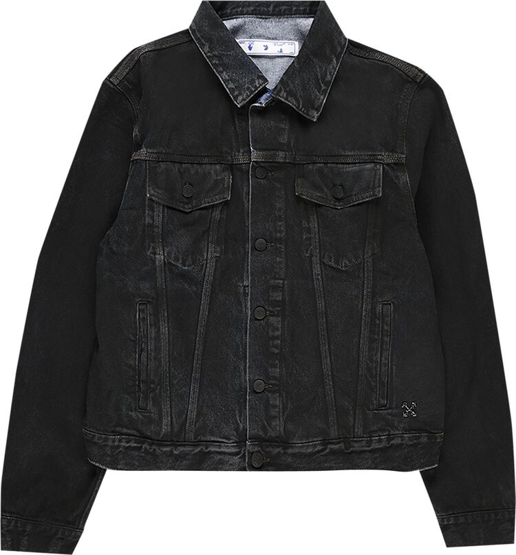 

Куртка Off-White Stencil Slim Denim Jacket 'Black/Medium Blue', черный