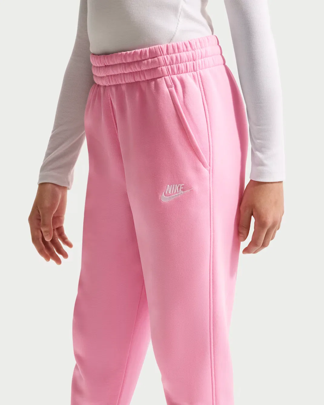 Детские спортивные штаны Nike Sportswear Club Fleece, Pink Rise/White — фото 3