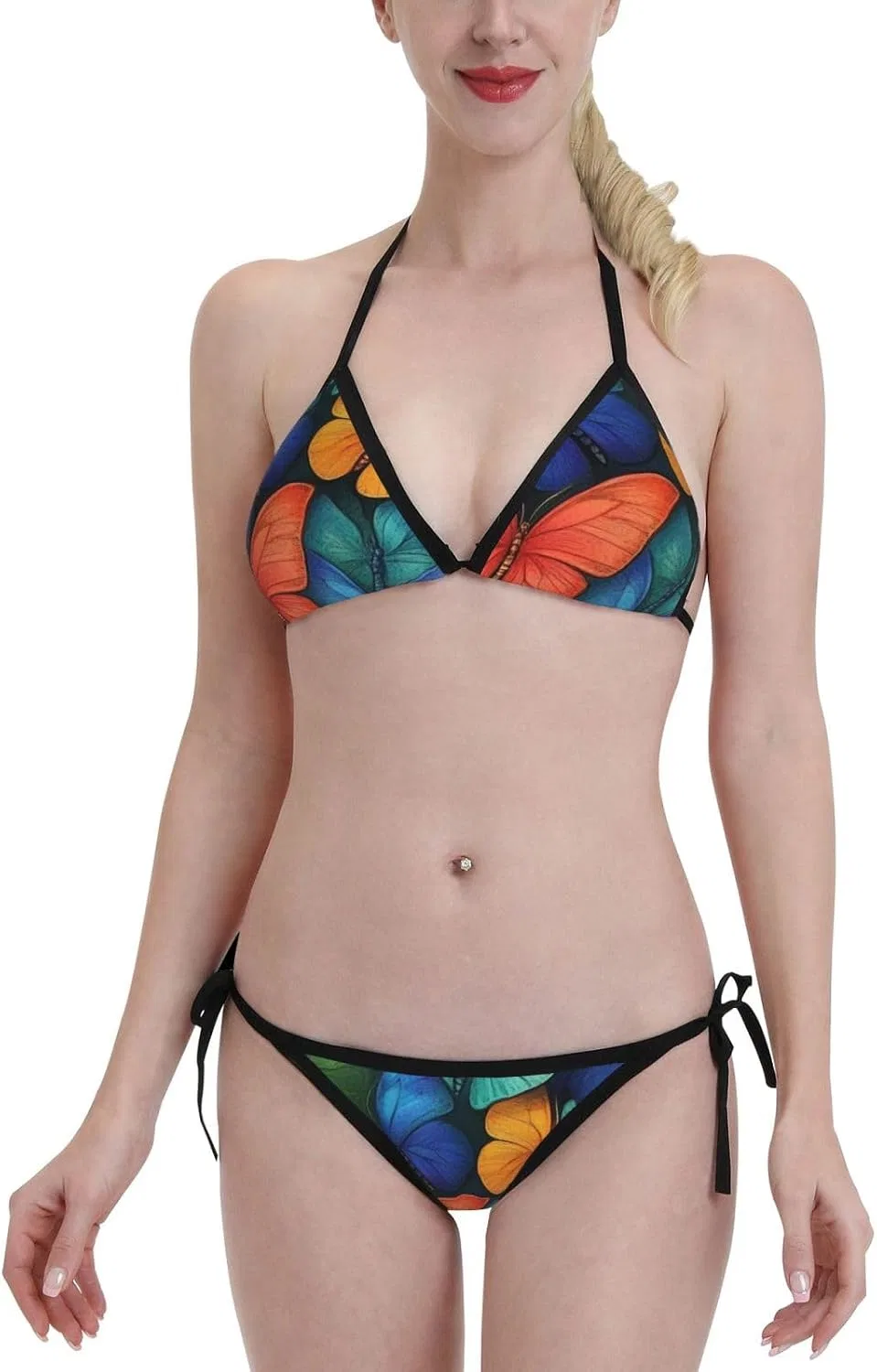 Женский бикини-комплект с принтом бабочка Halter Triangle Tie Side, Color Butterfly