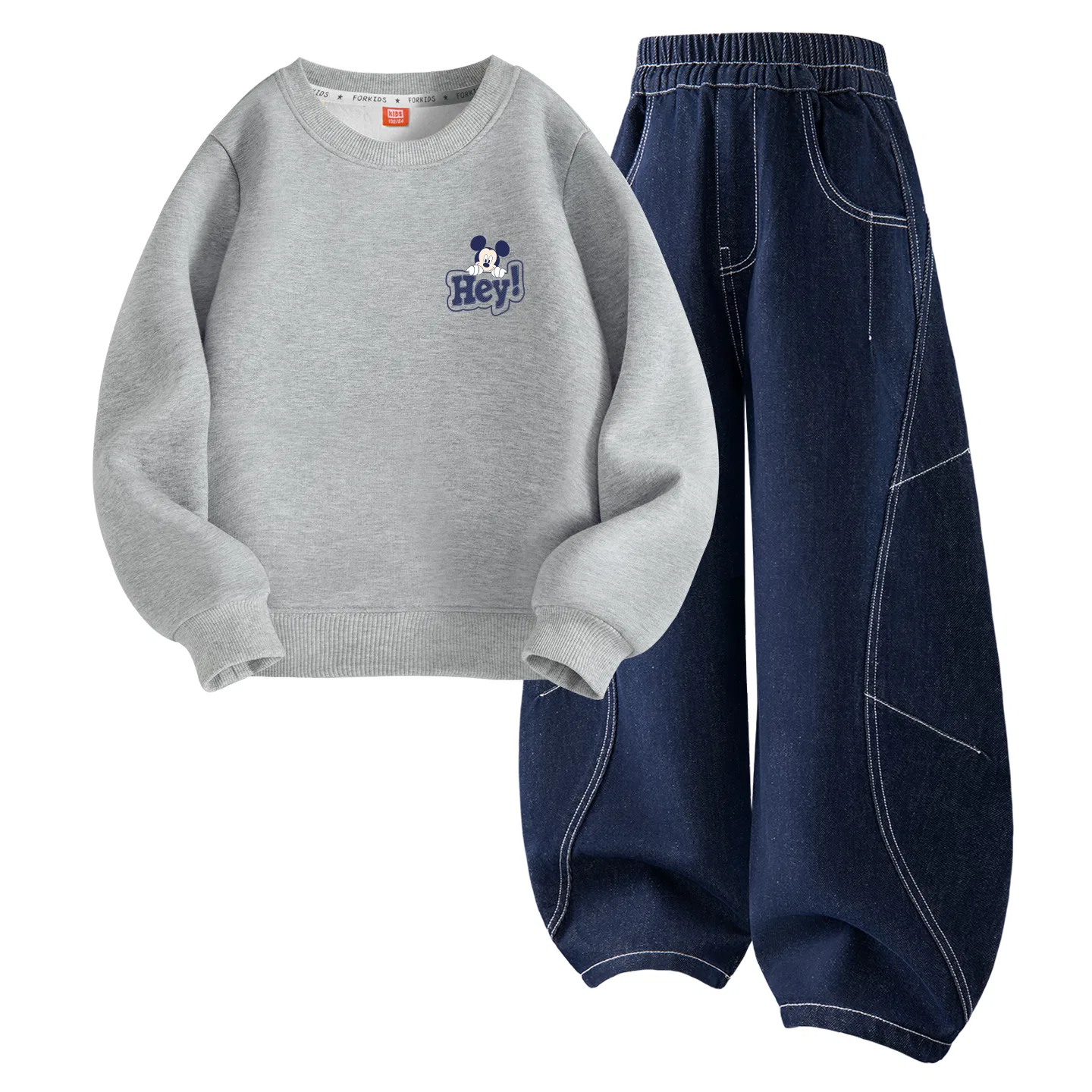 Детский спортивный костюм с принтом Disney Mickey K Heather Gray и джинсовым синим, бренд Disney