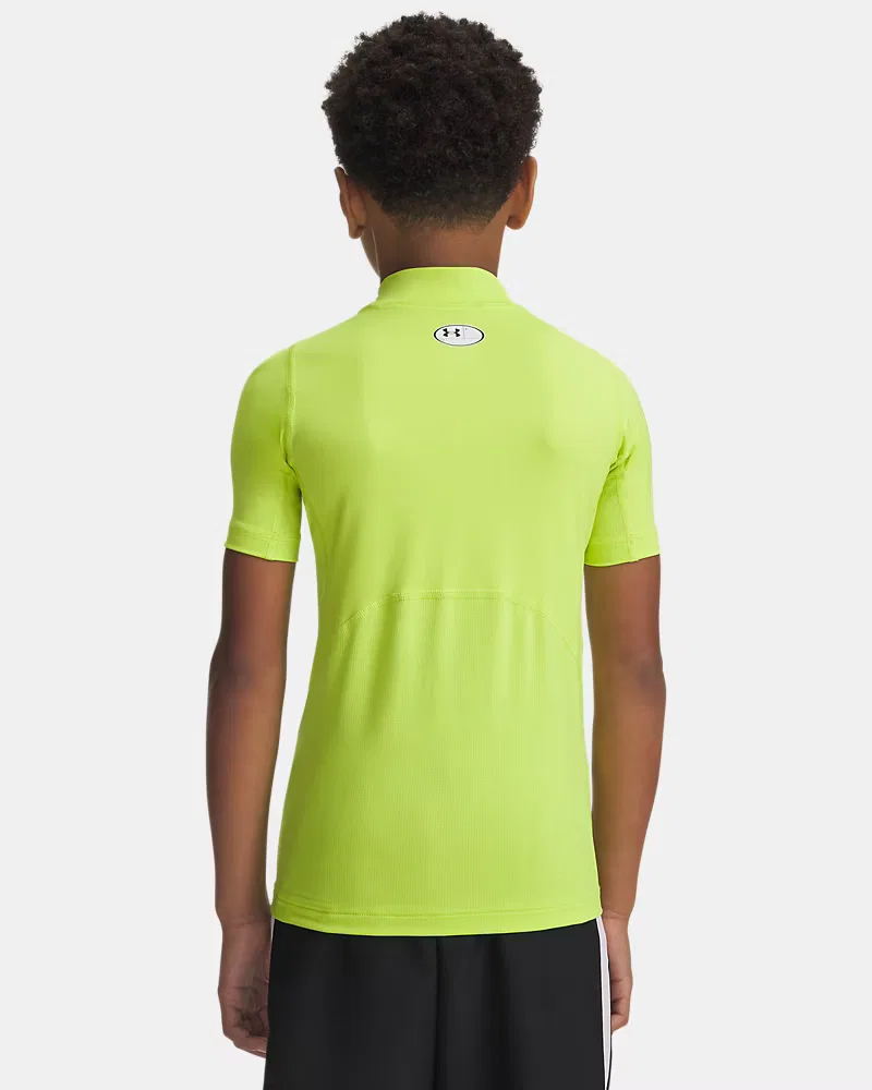 Футболка с коротким рукавом и высоким воротом HeatGear Mock UnderArmour, Green Citrine/Black — фото 2