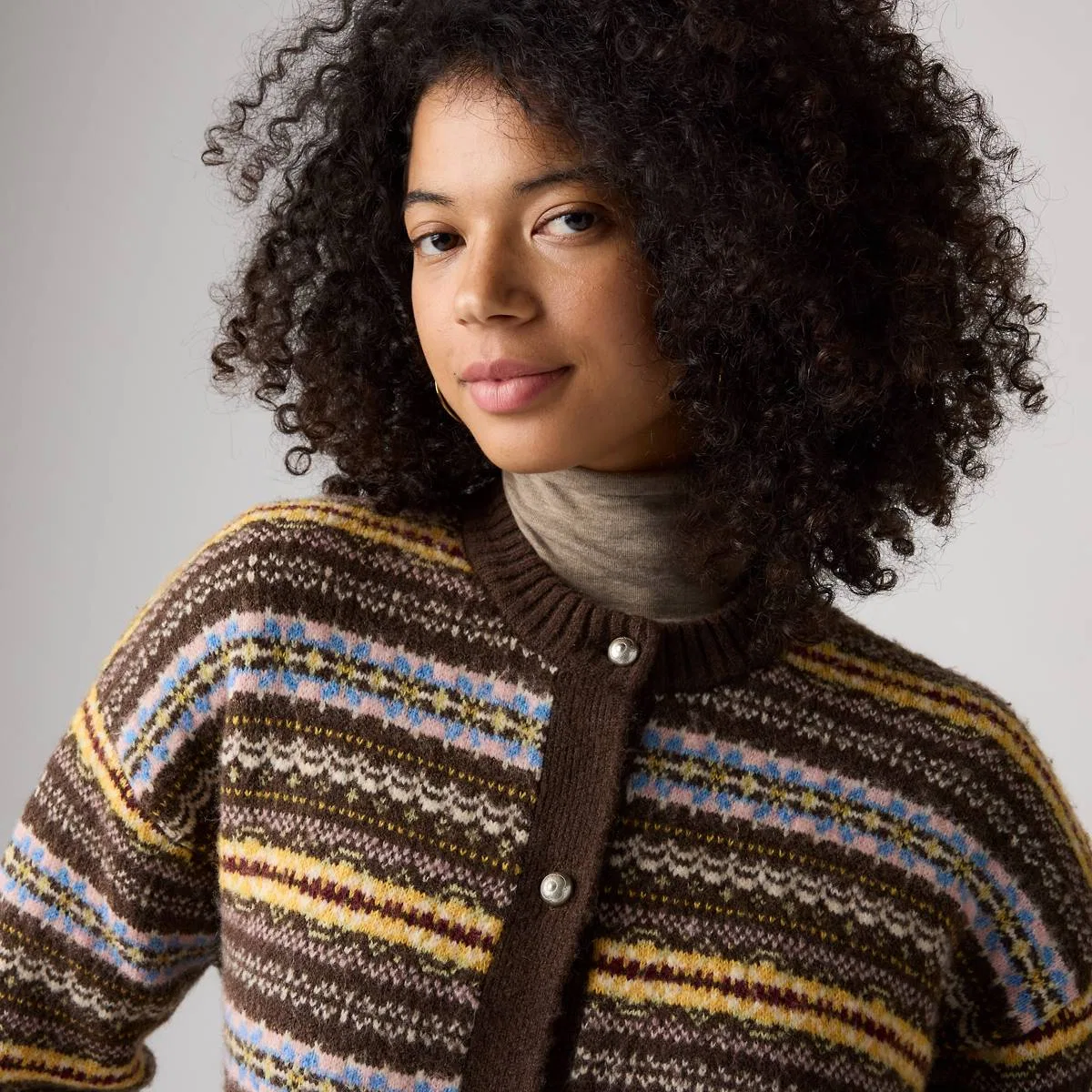 Кардиган Charlotte с круглым вырезом Levi's, Lea Fairisle Java - Multi-Color — фото 2