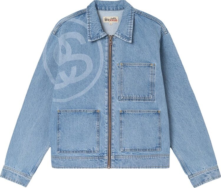 

Куртка Stussy SS-Link Zip Work Jacket 'Stone Wash', синий
