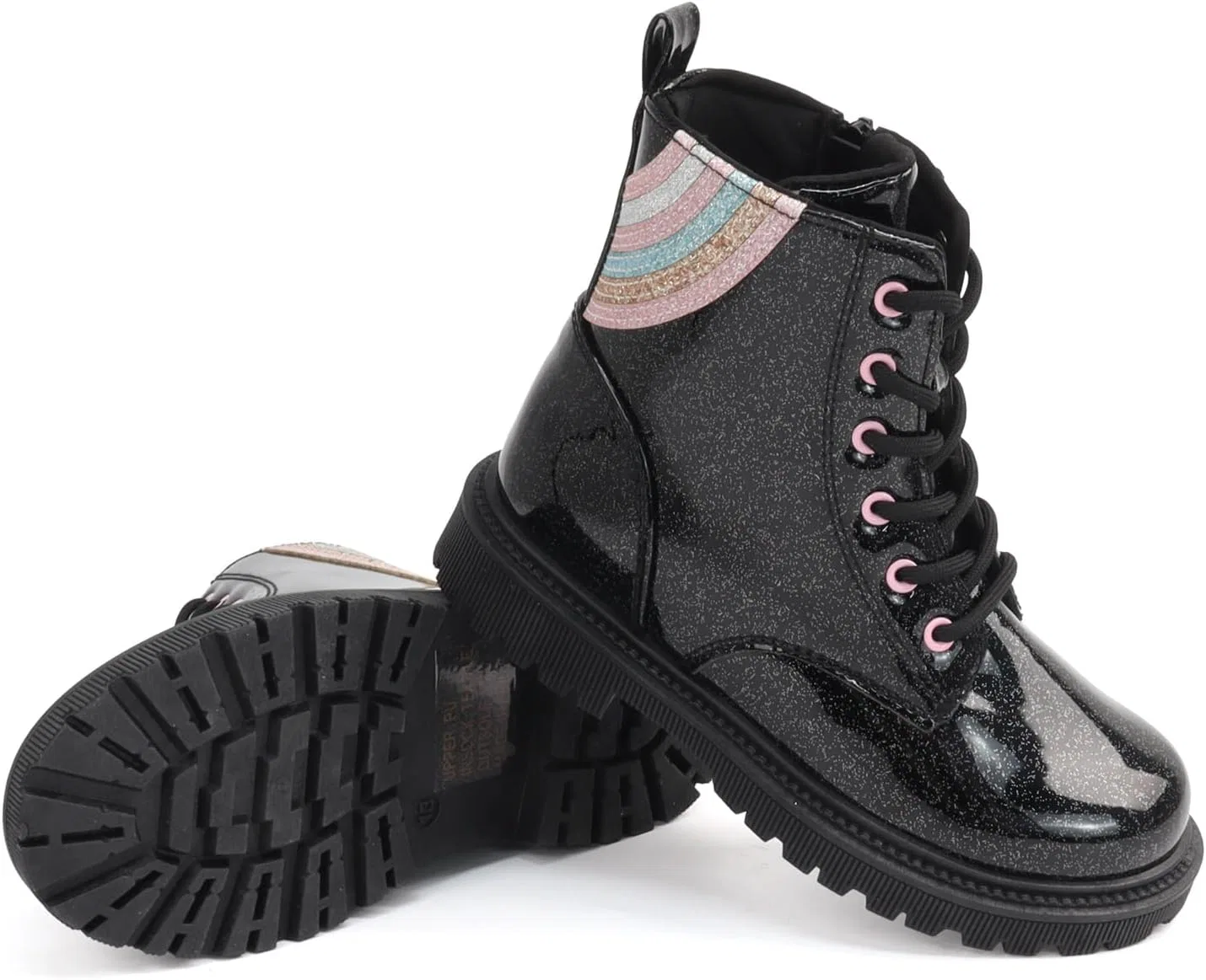 Детские ботинки для девочек с цепочкой Glamor Chaser, Black-Pink Rain Bow — фото 4