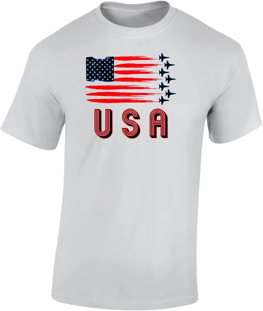 Мужская футболка с американским флагом Gildan, White