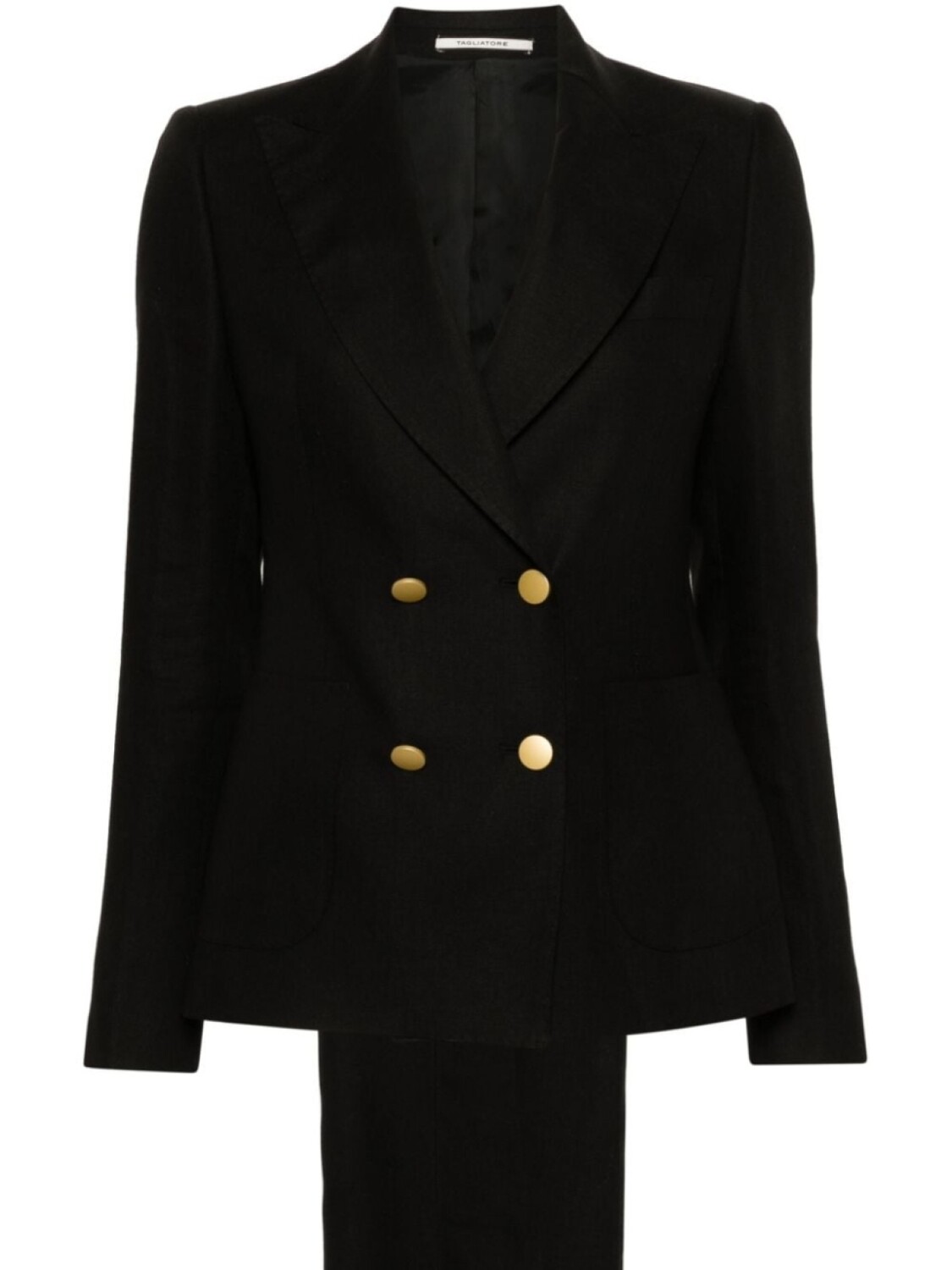 

Льняной костюм с двубортным пиджаком Tagliatore, черный