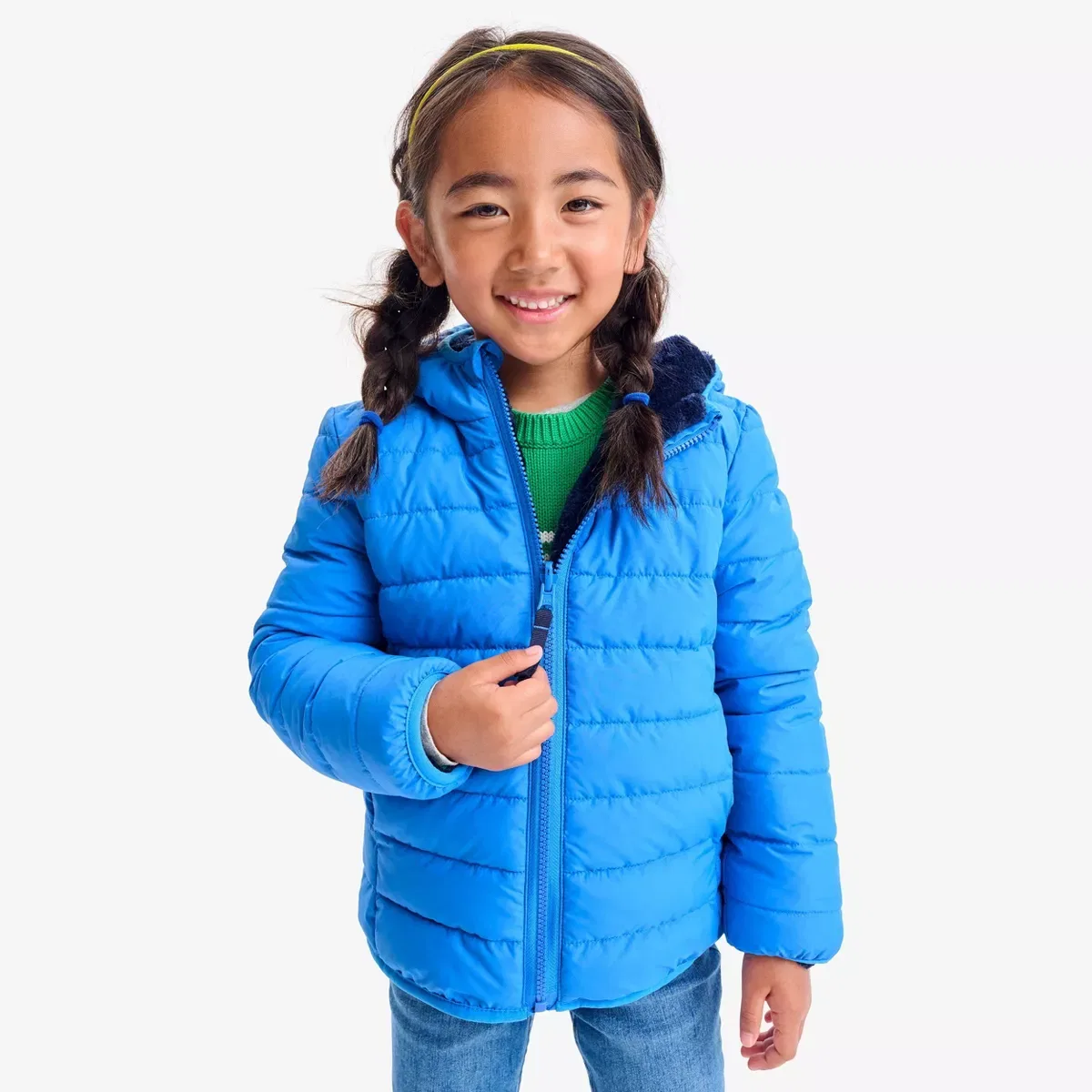Детская двусторонняя куртка-пуховик из флиса Reversible Fleece Puffer Jacket Primary, Blueberry Navy — фото 2