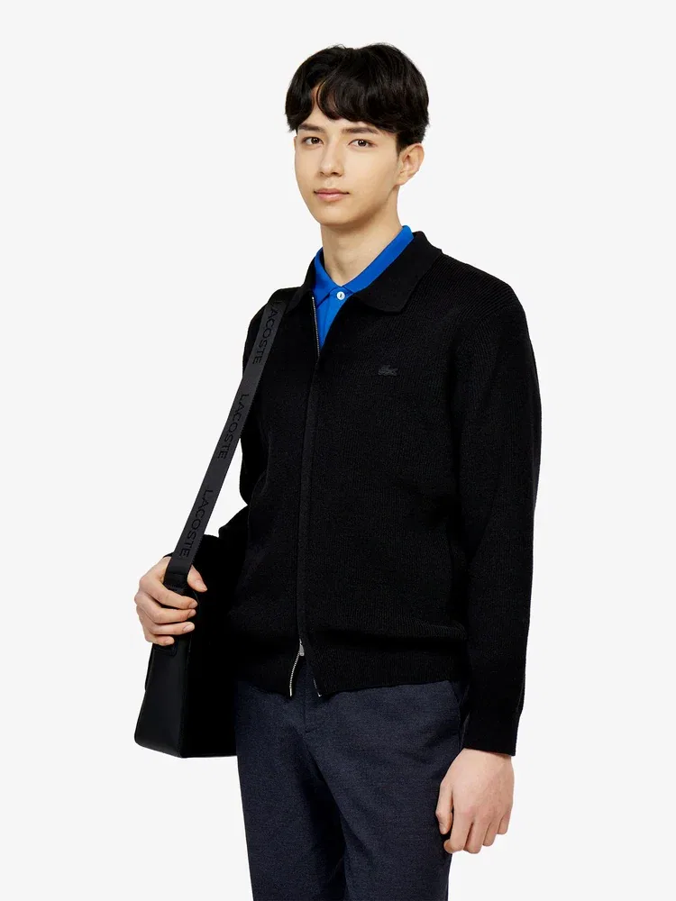 Кардиган с воротником-стойкой LACOSTE, Black