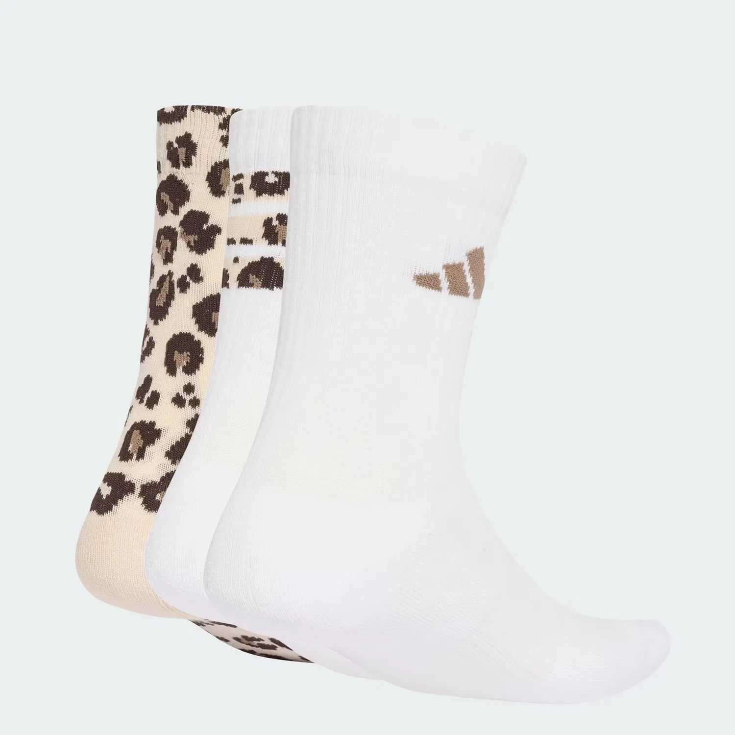 Носки с принтом леопарда, набор из 3 пар, leo graphic, Adidas Performance, Crystal Linen/Khaki Six/Dark Brown — фото 2