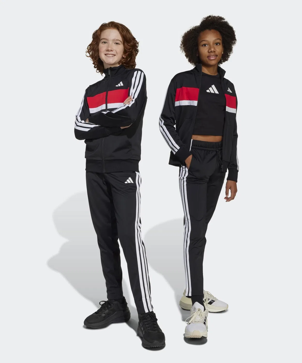 Детский спортивный костюм с тремя полосками Tiberio Adidas, Black/Red