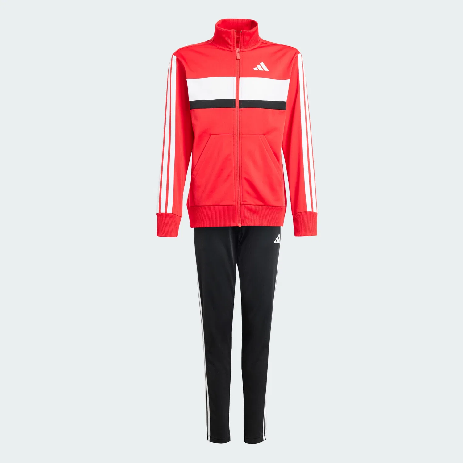 Детский спортивный костюм из трикотажа Tiberio 3-Stripes Adidas, Цвет: Hellrot Weiss Rot — фото 2