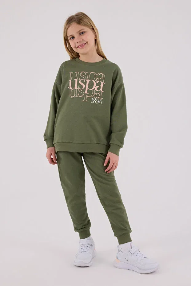 Детский комплект для девочек с вышивкой Licensed U.S. Polo Assn., Khaki — фото 3