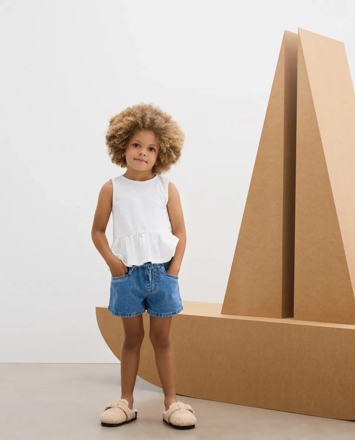 Детские шорты для девочек джинсовые с бумажной талией Kids El Corte Inglés, Azul Pálido