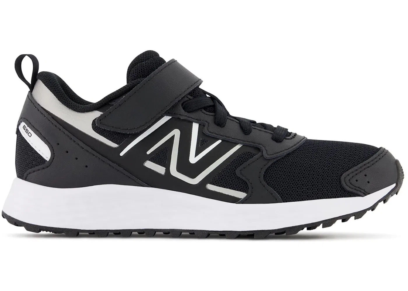 Детские кроссовки на шнурке New Balance Fresh Foam 650 Bungee Lace, Black/Metallic Silver/White