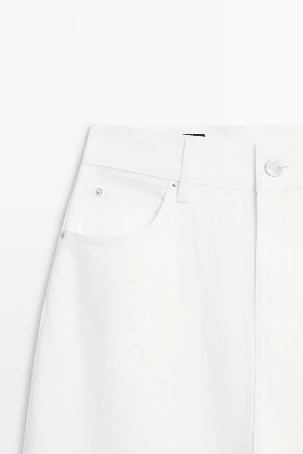 Джинсы Massimo Dutti High-waist Wide-leg, кремовый — фото 4