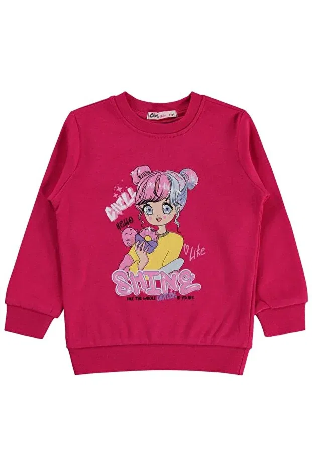 Детские свитшот для девочек с принтом Anime printed fusya Civil Girls, Fuchsia