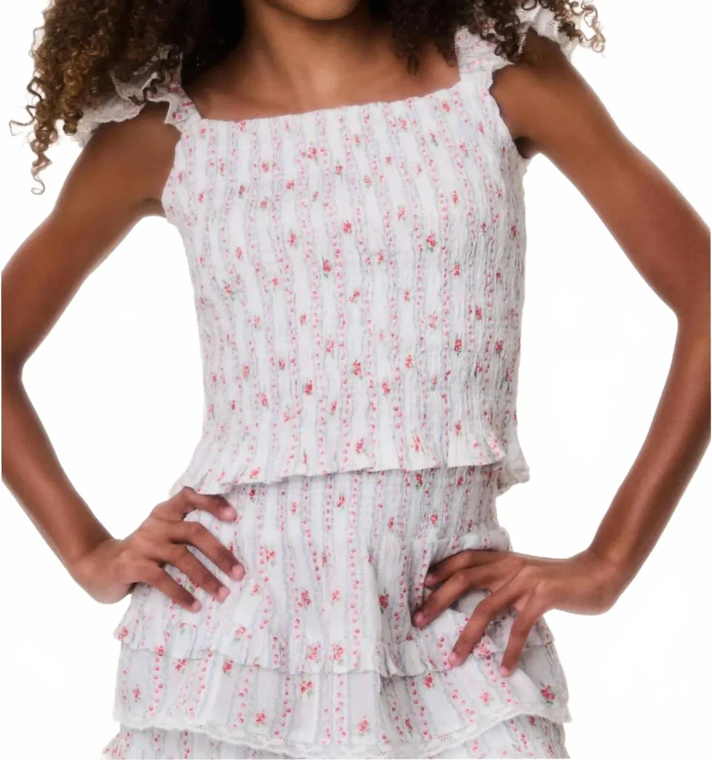 Детская футболка для девочек с коротким рукавом Caspia Top LoveShackFancy, красный