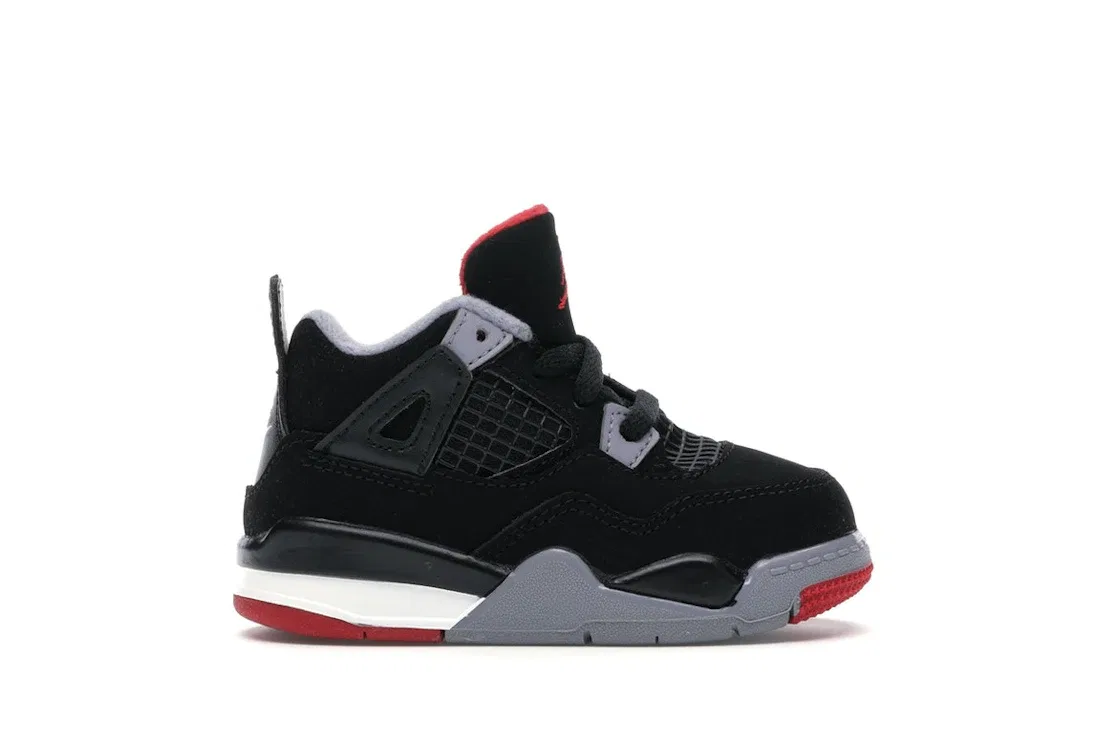 Детские кроссовки Lifestyle с принтом Jordan 4 Retro Bred 2019 TD Jordan, Black/Fire Red-Cement Grey-Summit White