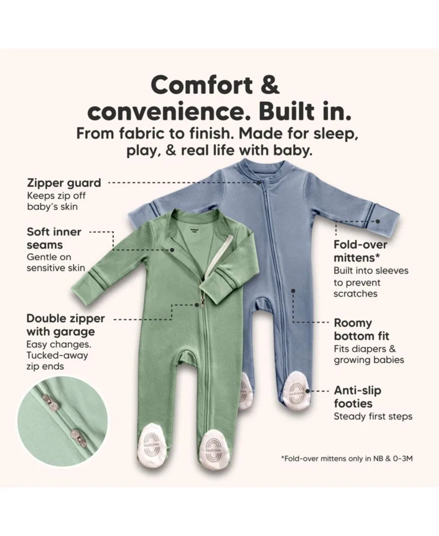 Детский слип-пижама Soothe Sleep N' Play Footed Pajama, хлопковый, с манжетами-рукавичками KeaBabies, Sage — фото 4