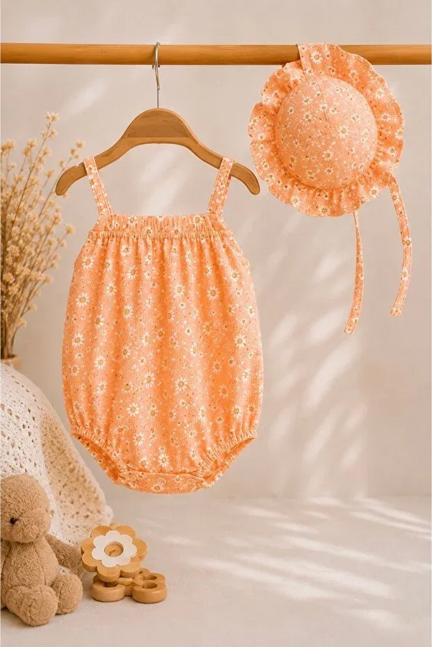 Детский комбинезон для девочек с цветочным принтом Miray Baby Kids, Orange