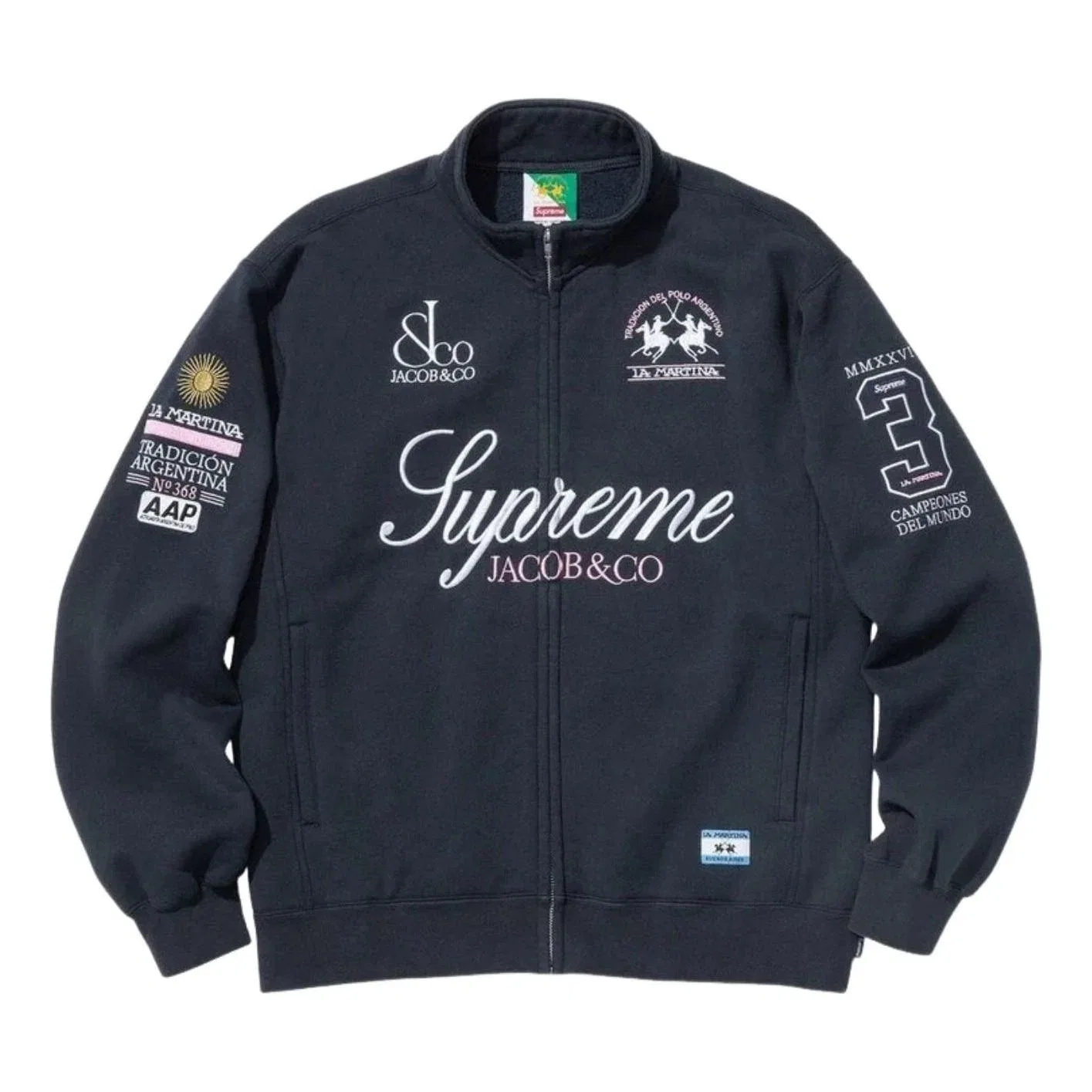 Мужской свитшот на молнии Supreme x La Martina SS26 Zip Up Sweatshirt, темно-синий