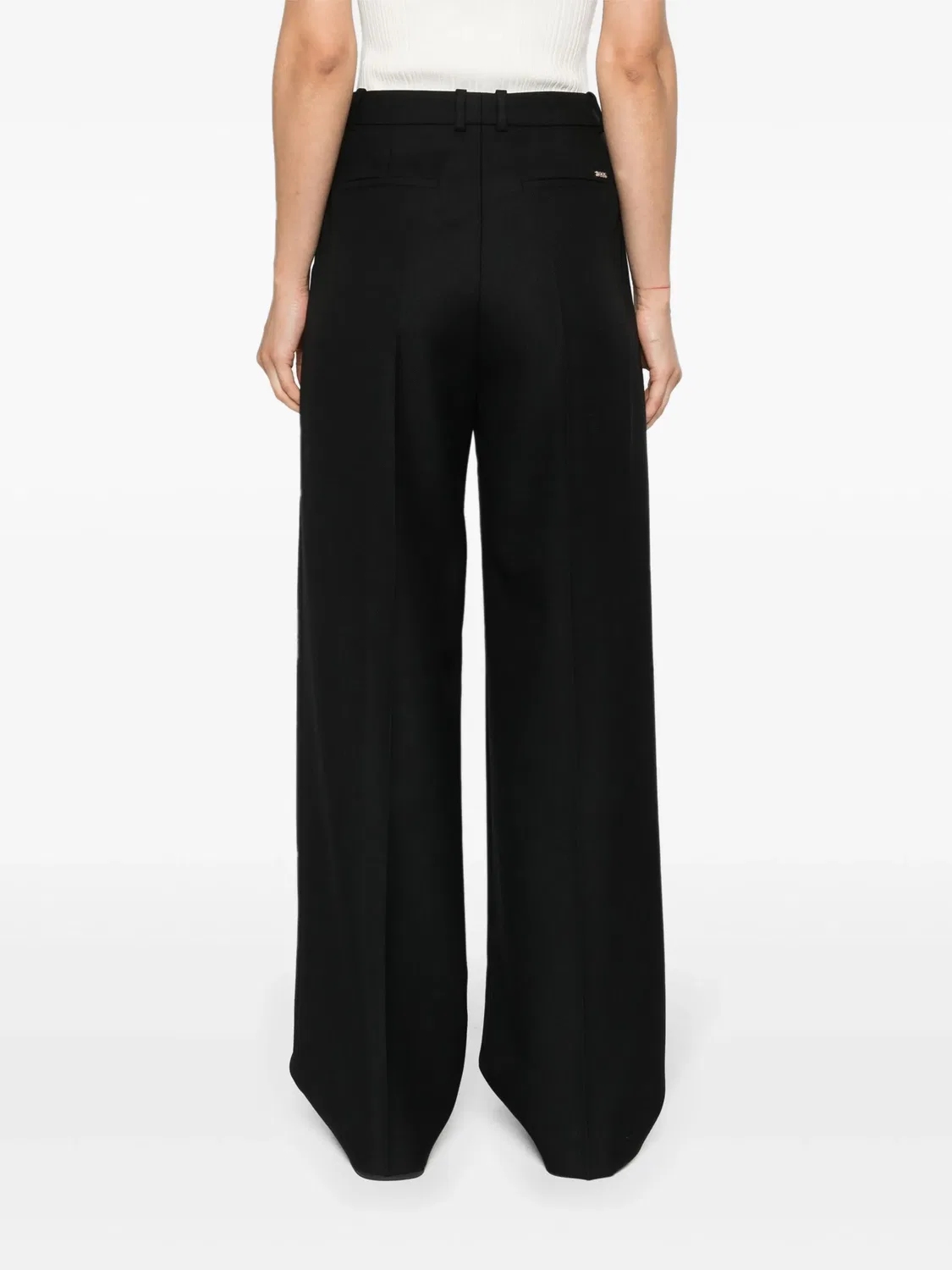 Т trousers с деталями из складок из чистой шерсти BOSS, черный — фото 3