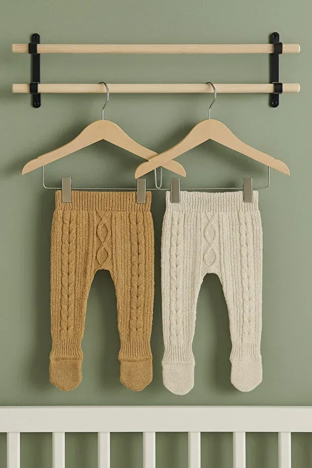 Детские леггинсы для девочек вязаные Nimini Kids, Brown-Beige — фото 4
